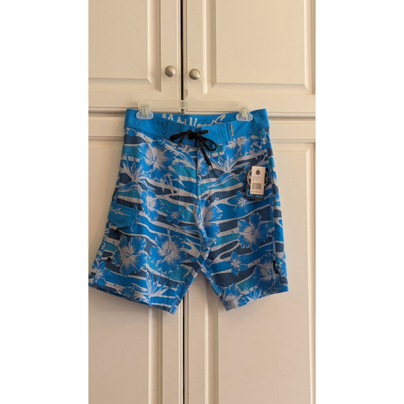 Men's Maui and Sons Swim Trunks Size 30 Blue Floral - Picture 1 of 4